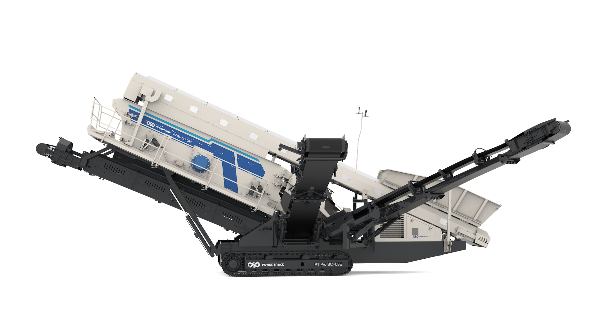 Vue d'ensemble Powertrack PT Pro SC-08E unité de criblage mobile 3 étages WYN Minerals